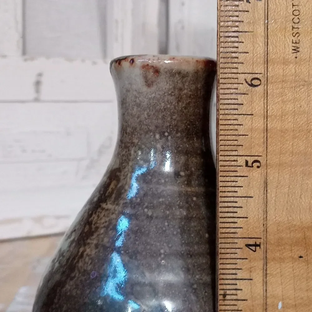 Vince Pitelka Signed Studio Pottery Stoneware Vase Tokkuri Bottle Wood Ash Drip